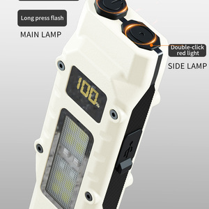 White Slim Pocket Flashlight, IP65 Waterproof High-Brightness LED Work <b>Light</b> with Digital Power Display for Camping - Product Image 5