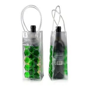 Luxury Cooling Holder Gift Party Champagne Gel PVC Wine Bottle Carrier Single Wine Cooler Bag With Handle