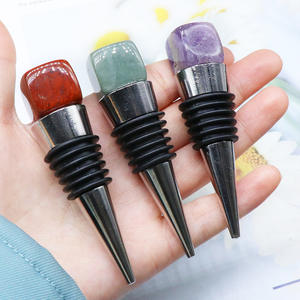 Usine Huiying fournissant des bouchons de vin en cristal pour cadeaux de mariage, bouchons de vin en jaspe rouge, artisanat - Product Image 5