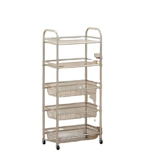 5-Layer Stainless Steel Movable Kitchen <b>Storage</b> Rack Household Metal <b>Vegetable</b> Fruit <b>Storage</b> <b>Basket</b> Stand Kitchen Trolley - Product Image 1