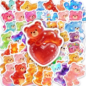 Puffy Cartoon <b>Bear</b> Stickers Waterproof Glossy PVC Valentine's Day Decorative Sticker Set - Product Image 1