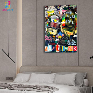 UNIART Street Graffiti Art <span class=keywords><strong>Daft</strong></span> <span class=keywords><strong>Punk</strong></span> per sempre stampa su tela stampe di Poster di arte della parete tela pittura di arte della parete immagine per la decorazione della casa - Product Image 2