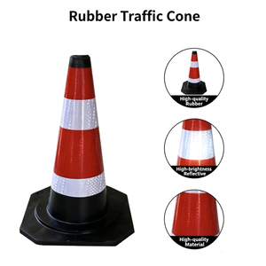 Cônes de signalisation routière prismatiques réfléchissants en PVC rouge haute intensité, les plus vendus, 37*37*75cm, indice de protection IP68, pour parkings - Product Image 2
