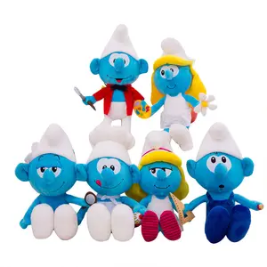 BELO TEMPO 40cm Smuf Plush Toy Cute Cartoon Smuf Plush Doll Smurfs Painter Engineer Modeling Plush Toys Kid's Christmas Gifts