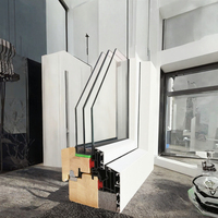 Fenêtre à battant en aluminium et bois pour maison passive, triple vitrage trempé, cadre composite, isolation thermique