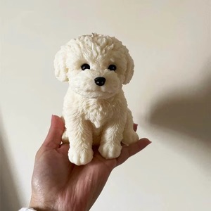 Bougie parfumée artisanale en cire de soja flottante, à combustion longue durée, non toxique, pour la décoration intérieure, motif chien Teddy assis mignon, pour les passionnés. - Product Image 1