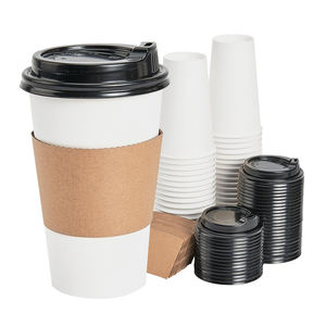 Tasses en papier Kraft biodégradables 8oz, lot de 50 pièces, bâtonnets personnalisés de café, petit avec Logo à couvercle - Product Image 6