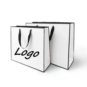 Recyclable customised your logo small paper bags digital printing custom logo color empty paper bags