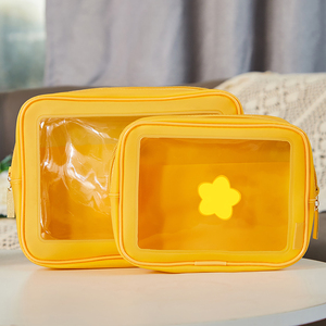 Bolsa DE ASEO <span class=keywords><strong>transparente</strong></span> bonita, paquete de 2, bolsa de maquillaje impermeable aprobada por el estadio TSA, bolsa de cosméticos <span class=keywords><strong>transparente</strong></span> - Product Image 3