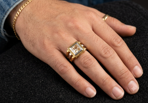 Classic Fashion Jewelry Gold Plated Men's <b>Ring</b> in Durable Copper and Brass Stylish <b>Finger</b> <b>Ring</b> for Casual Wear Wedding Party - Product Image 4