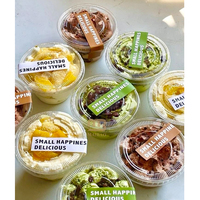 Petits contenants en plastique transparent de 250 ml, 360 ml, 500 ml avec couvercles, contenants en plastique PET personnalisés pour desserts, coupes à parfait, contenants à glace pour bonbons