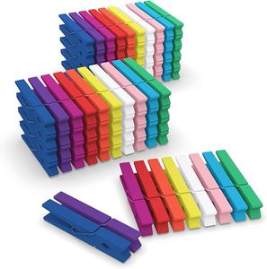 100 pinces à linge colorées en bois, pinces à linge colorées pour l'artisanat 2,9 pouces, pinces à linge pour suspendre dans la salle de classe - Product Image 1