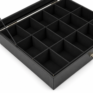 Caja de Exhibición para Relojes de Cuero PU con Logotipo Personalizado, 15 Compartimentos, Tapa de Vidrio y 15 Almohadillas, Regalo Corporativo, Fabricante OEM de Vietnam - Product Image 5