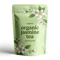 Sachet en plastique refermable Mylar vert mat personnalisé, résistant aux chocs, pour emballage alimentaire, sucre, thé vert biologique au jasmin