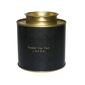 中国供应商回收材料豪华小锡罐空金属茶罐圆形