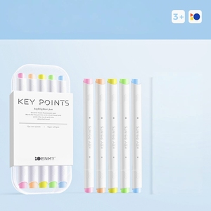 Surligneurs Morandi à double pointe avec pointe <span class=keywords><strong>de</strong></span> brosse ronde, couleur claire, logo personnalisable, fournitures scolaires non effaçables, lot <span class=keywords><strong>de</strong></span> 5 couleurs - Product Image 4