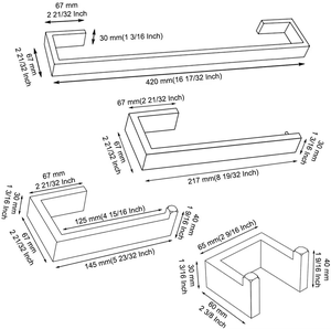 Ensemble de barres porte-serviettes en acier inoxydable SUS304 de 16,5 pouces, accessoires de salle de bain à fixation murale, antirouille, personnalisable OEM/ODM - Product Image 2