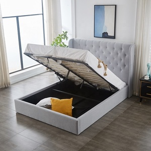 Meubles de chambre à coucher de style moderne, cadre en bois ailé ivoire avec <span class=keywords><strong>lit</strong></span> rembourré au design contemporain - Product Image 3