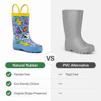 Bottes de pluie durables en caoutchouc naturel pour enfants, imperméables, avec poignée portable, chaussures d'extérieur pour enfants, style amusant à motifs d'animaux