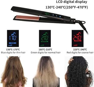 Chuyên nghiệp tự động tắt Titanium & gốm phẳng sắt LCD hiển thị nhiệt độ 450f hiển thị nhiệt độ ép tóc Styling - Product Image 5