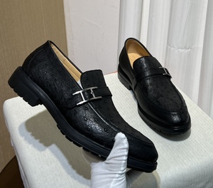 Mocasines de Piel de Avestruz Premium para Hombre, Zapatos de Vestir Negros para Negocios y Uso Diario - Product Image 3