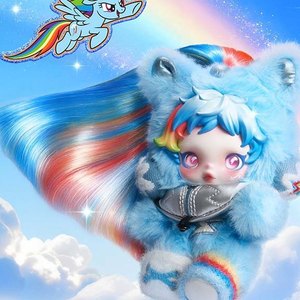 POPMART SkullPanda petit cheval arc-en-ciel court peluche poupée pendentif 11-30CM aveugle boîte cocon reine - Product Image 3