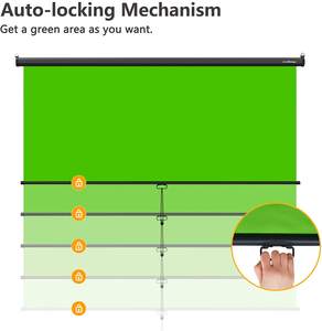 HEYU Écran vert rétractable 6x6.5FT/1.8x2M pour montage mural ou au plafond, panneau Chroma Key pour le streaming - Product Image 3