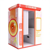Cabina de fotos coreana sin personal para tarjetas de identificación y fotografías de pasaporte, máquina de selfies estilo coreano para retratos.