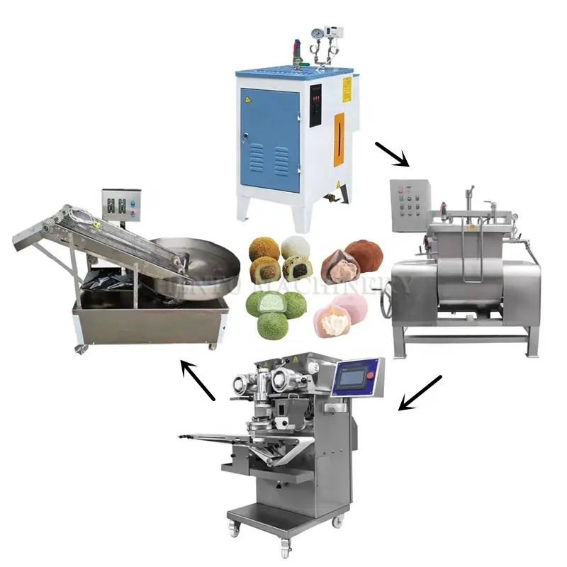 Easy Operation Mochi Production Line / Mochi Ice Cream Encrusting Machine / Mochi Ice Cream Maker Machine