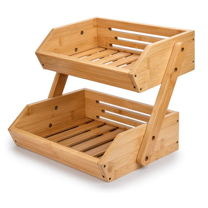 Cesta de bambú Natural de 2 niveles para frutas, Bol respetuoso con el medio ambiente, cesta de almacenamiento de pan para cocina, mesa de comedor - Product Image 3
