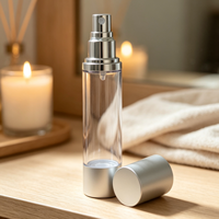 Flacon pulvérisateur sans air en argent mat, emballage cosmétique sous vide pour liquides de soin de la peau