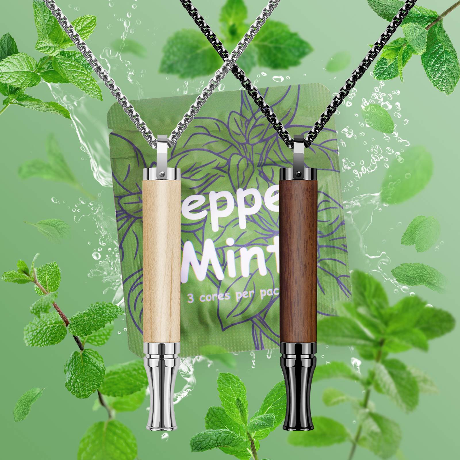 Stainless Aromatherapy Natural Anxiety Smokeless Cigarette Stress Relieving Calm Harmony Quit Smoking Mint Air Inhaler Necklace