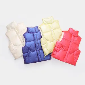 glossy material vest kids puffer coat vest 90% duck's down jacket vest down unisex kids sleeveless down coat