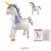Ballon en aluminium en forme d'animal debout, ballon animalier ambulant avec roues pour fête d'enfants, jouet, baby shower, thème anniversaire enfant