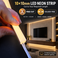 Lampu LED Neon Strip Trim Putih dengan Tepi Hitam, Neon Flex Tanpa Bingkai, Pencahayaan Linear untuk Lemari, Rak, dan Furnitur