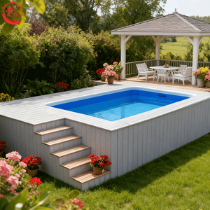 맞춤형 디자인 내구성 나무 직사각형 유리 섬유 유리 섬유 4m 6m 7m Wpc 데크 성인 어린이 여름 직사각형 광장 Frp 수영장 - Product Image 2