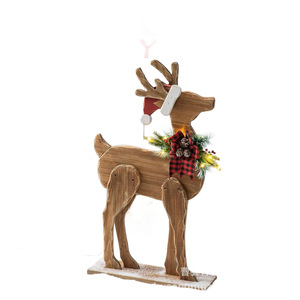 Figurine de renne en bois, finition naturelle, décoration de Noël intérieure, décoration de salon, style rétro, matériau en bois - Product Image 5