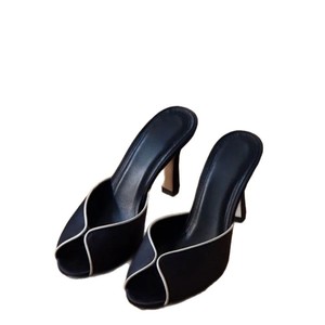 Mules Negros de Satén Sexy para <span class=keywords><strong>Mujer</strong></span>, Sandalias Blancas con Punta Abierta y Tacón Alto, Elegantes Stilettos para Fiesta de Verano, Zapatos de Vestir de Noche para Damas - Product Image 2