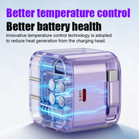 Chargeur GaN K62 67W avec câble Type-C rétractable, PD3.0 QC3.0 PPS, double port, pliable, voyage, OTP, charge rapide pour téléphone, tablette, ordinateur portable