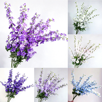 Fleurs artificielles de Delphinium à 3 têtes en soie de haute qualité, blanches, bleues et violettes, pour mariage, décoration intérieure et arrangements floraux
