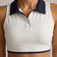 Nouvel ensemble jupe de tennis personnalisée pour femme 2026 avec logo, col polo, crop top sans manches, jupe-short plissée taille haute, tricoté, pour le sport, le golf, le yoga, l'extérieur et le fitness