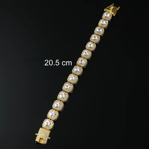 Full Rock Sugar Chain Beard Buckle Hip Hop <b>Bracelet</b>, Summer Splicing Square Rhinestone Cuban <b>Bracelet</b> Men Tanjing Fashion - Product Image 2