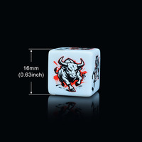 Vente en gros de dés D6 personnalisés en acrylique imprimé avec motif du zodiaque chinois, 16 mm, pour DND RPG Dungeons & Dragons pour jeux
