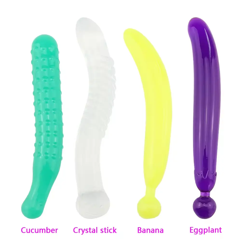 Gelber Bananen-Dildo Analanal-Analog TPE-Dildo G-Punkt-Massage Masturbatoren Sexspielzeug für Damen und Männer