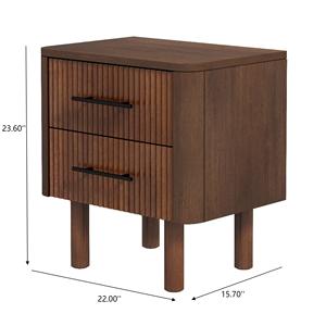 Logan Mid Century Modern Walnut Nightstand With 2 <b>Drawers</b> Bed <b>Side</b> Table - Product Image 4