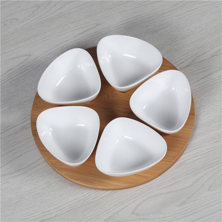 Kitchen Triangle Shape Appetizer Tapas Serving Dishes With Stand for Home