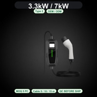 Pengisi Daya EV Portabel Tipe 2 Baru 3.3kW 7kW 13A 32A AC Charging Gun Kabel 5 10 15m Rumah OEM ODM