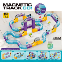 114PCS SETM Edukatif Elektrik DIY Perakitan 3D Kubus Magnetik Set Balok Anti-Gravitasi Slot Mobil Rel Kereta Trek Balap Mainan
