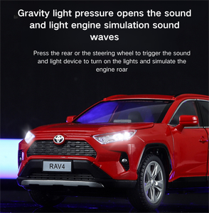 PANDAS 1/24 Scale Diecast Toyoto RAV4 Car Model Pullback Door Open Sound &amp; Light Decoration Alloy Collection Car <strong>Toys</strong> - Product Image 2