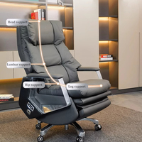 Nouveau Design Fauteuil de Bureau Électrique en Cuir Véritable avec Fonction Massage et Position Repos pour Pause Déjeuner – Chaise d'Ordinateur de Direction, PDG, Patron